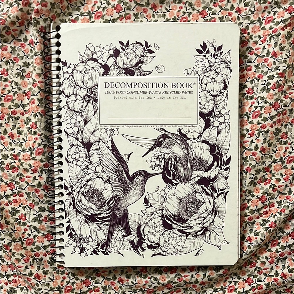Decomposition Book with Floral and Bird Design